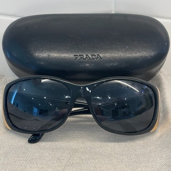 PRADA Women's Sunglasses - Black with Gold - SPR07G 610 15 1AB-1A1 - Picture 2 of 7